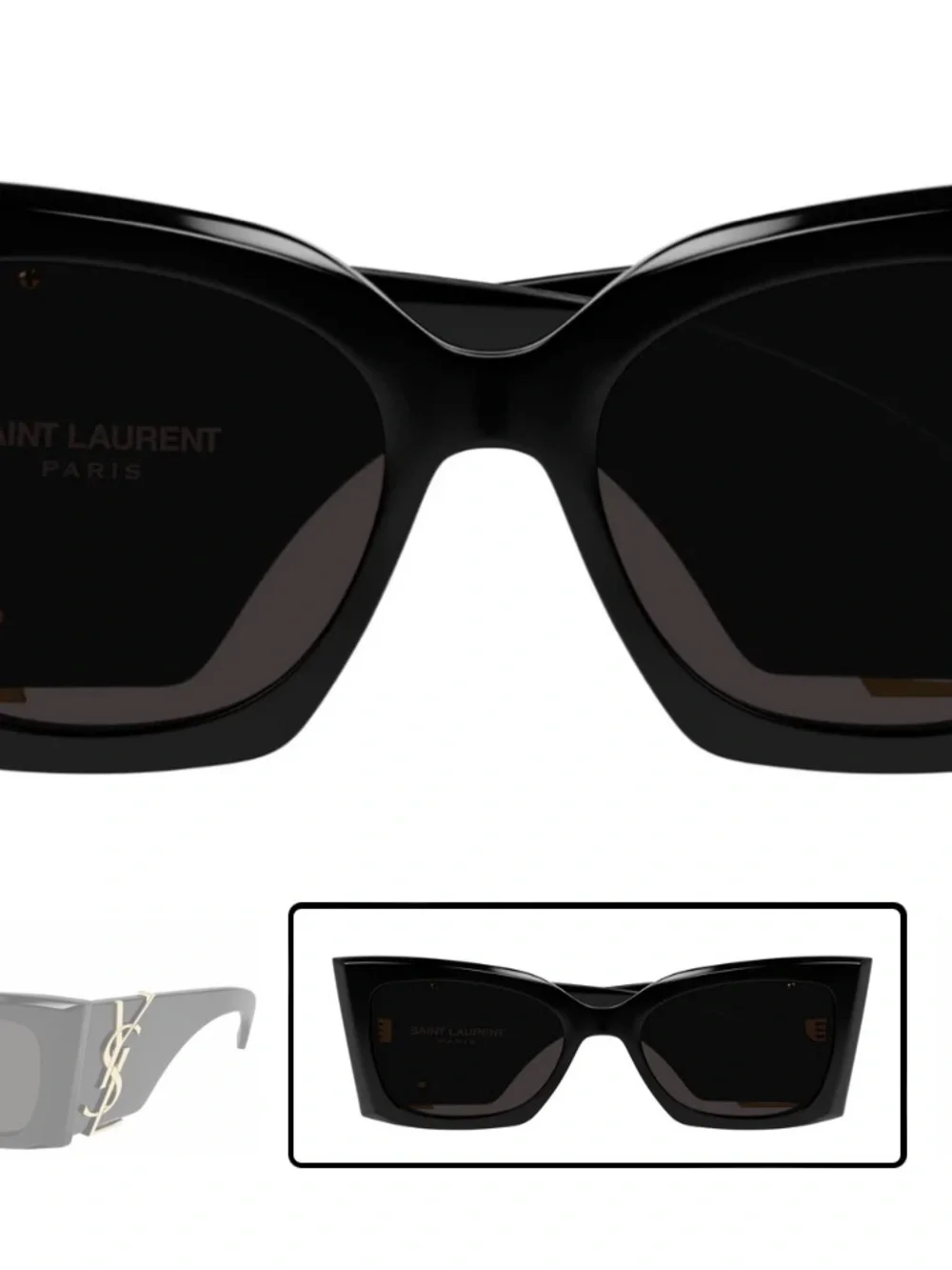 Saint Laurent Black Cat-Eye Sunglasses with Gold YSL Accent